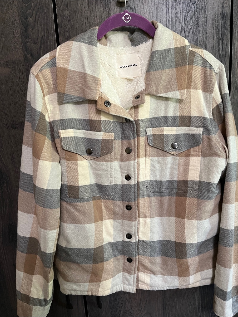 Lucky Brand Flannel Jacket w/ Sherpa Lining Size S